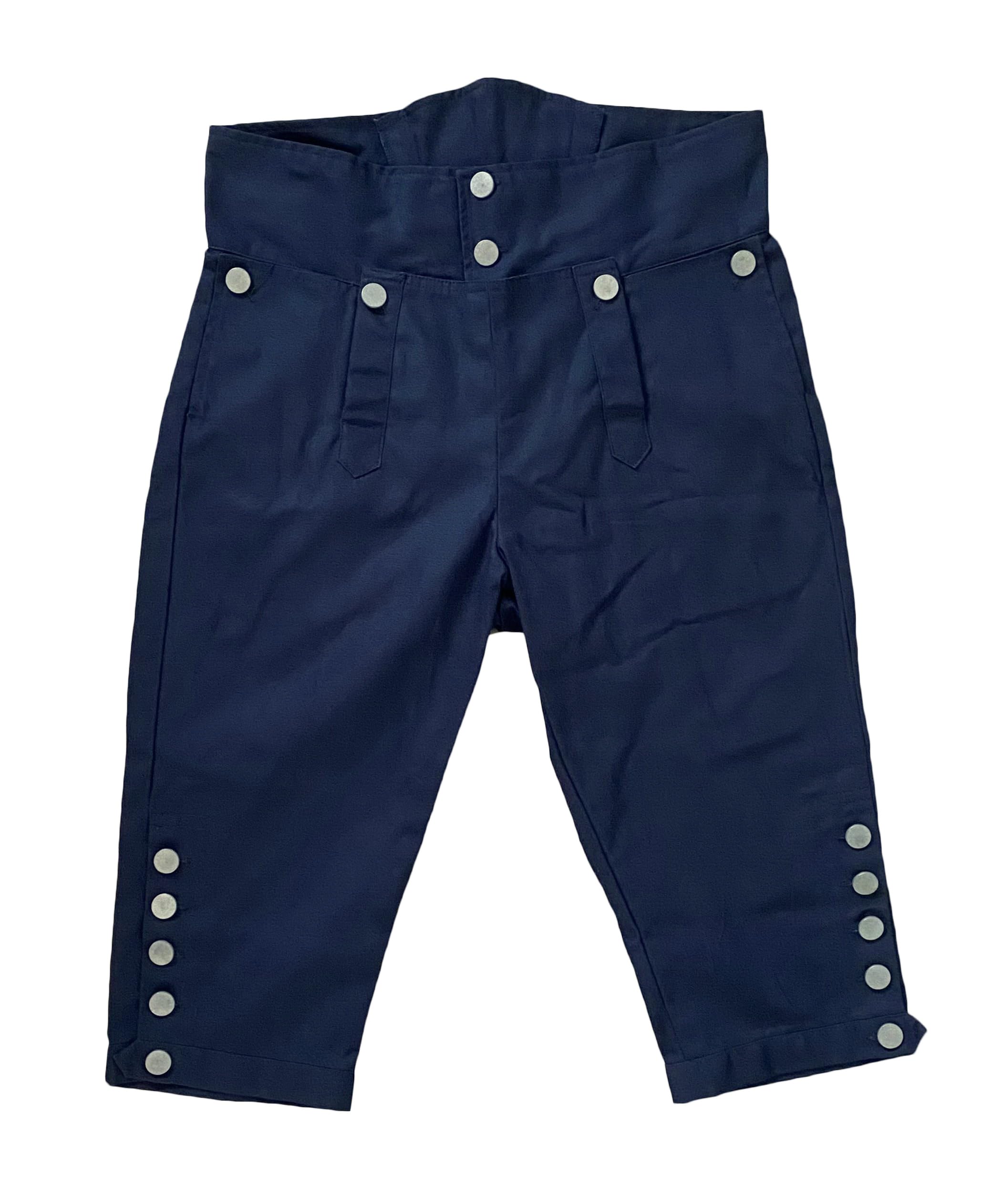 Reminisce Boutique Men's Navy Reminisceboutique Colonial Knee Breeches 18Th Century Pants Fall Front Style, Xxl