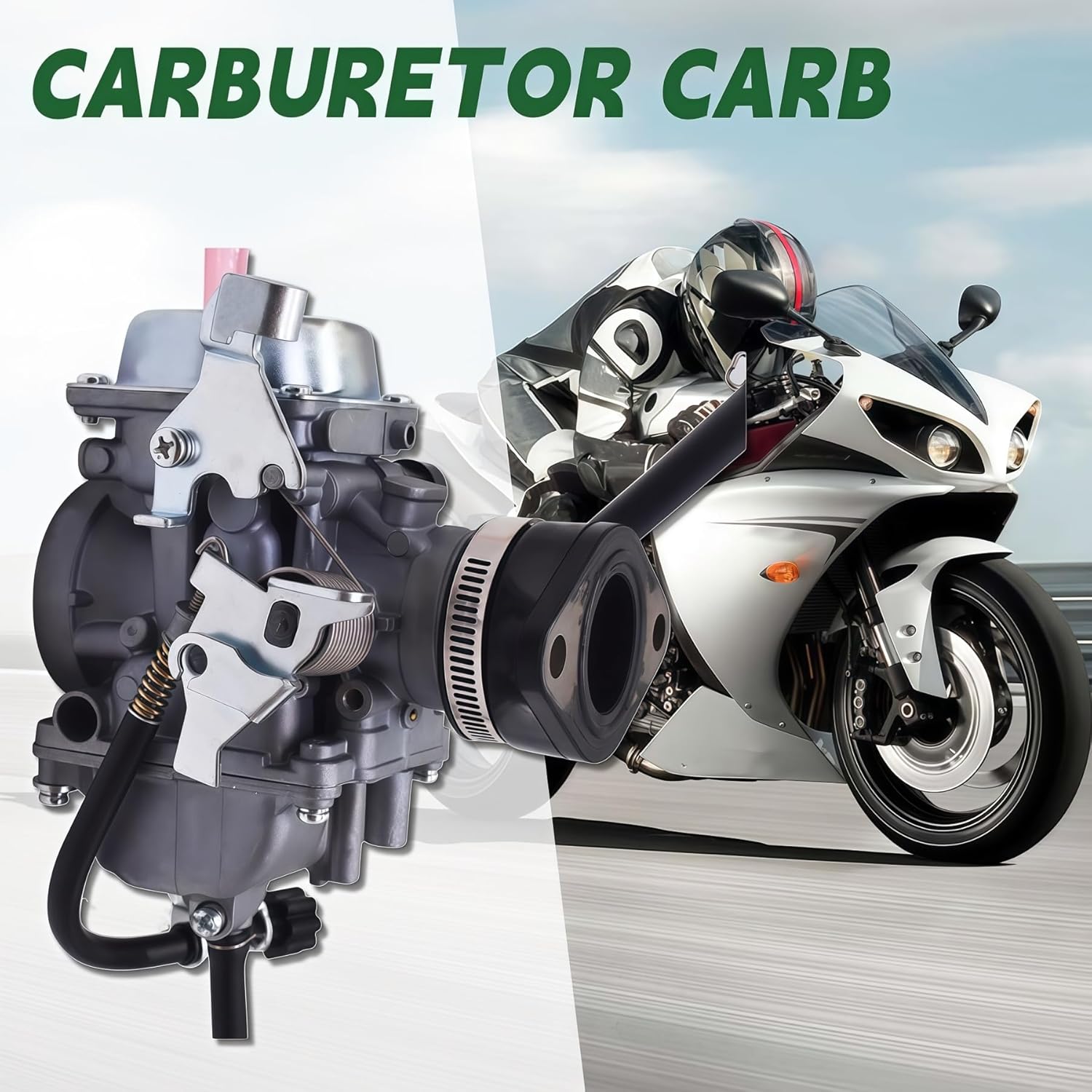 ALL-CARB Carburetor with Intake Boot Joint Replacement for Kawasaki KLR250 1990-2005 KLF300 Bayou 1986-1995 Carb