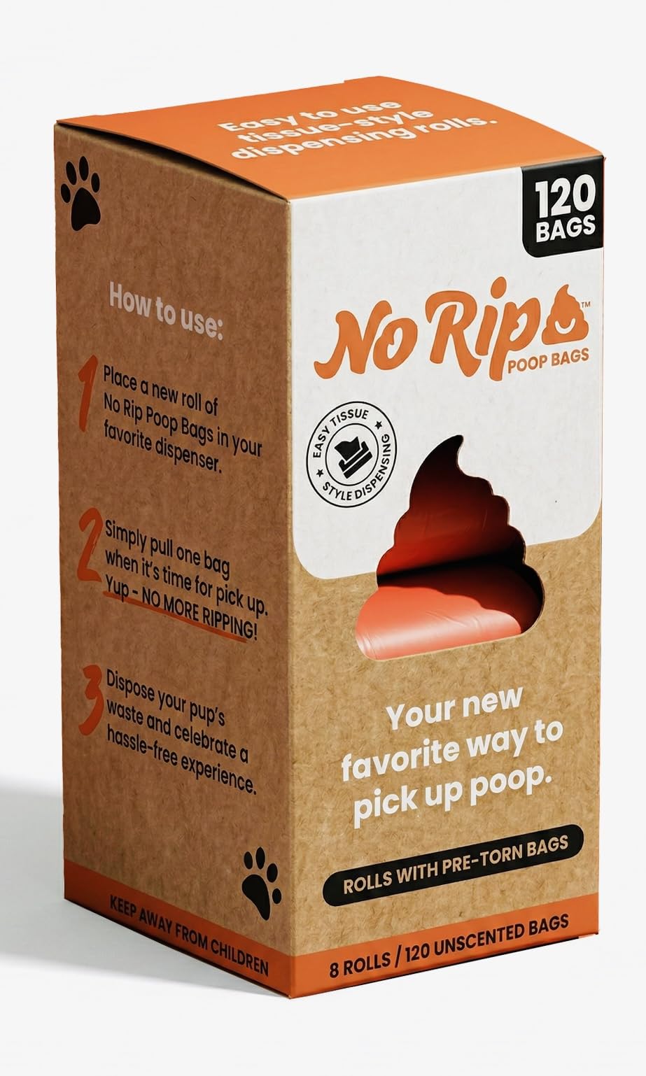 Dispensador de papel de seda, extra grueso y garantizado a prueba de fugas, rollos de recambio para perros, sin perfume, 120 unidades