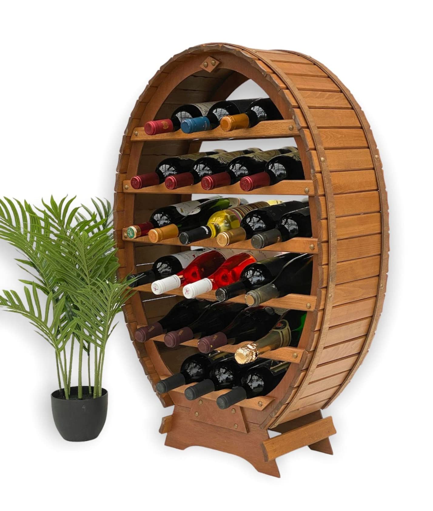 DanDiBo Weinregal Holz Stehend Weinfass 24 Flaschen Braun Flaschenregal Flaschenhalter Fass