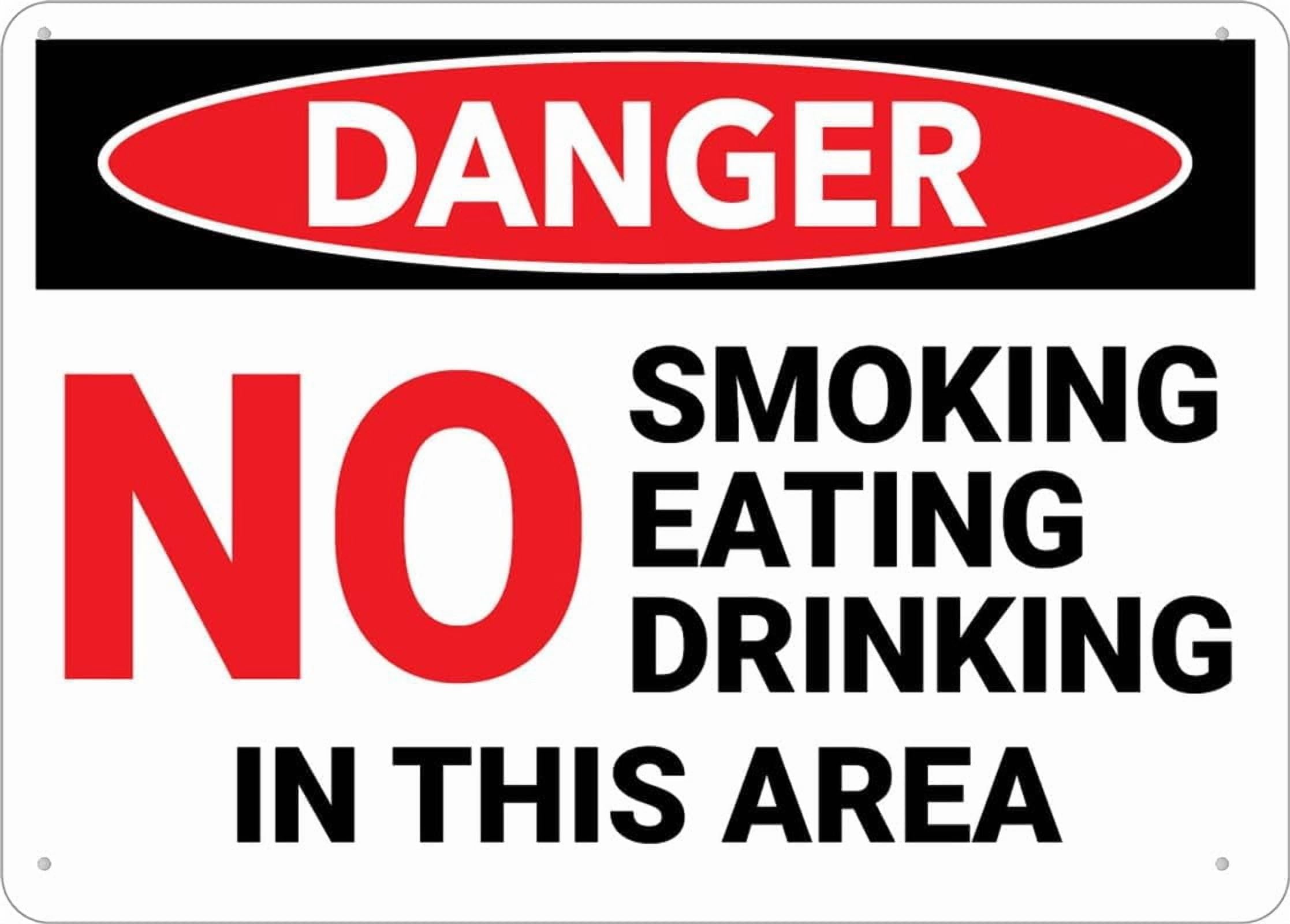 (2-Pack) Metal Tin Sign Danger No Smoking Eating Drinking In This Area Sign 8"X12" Rust Free Signs Outdoor, Sign For Home, Business, Yard
