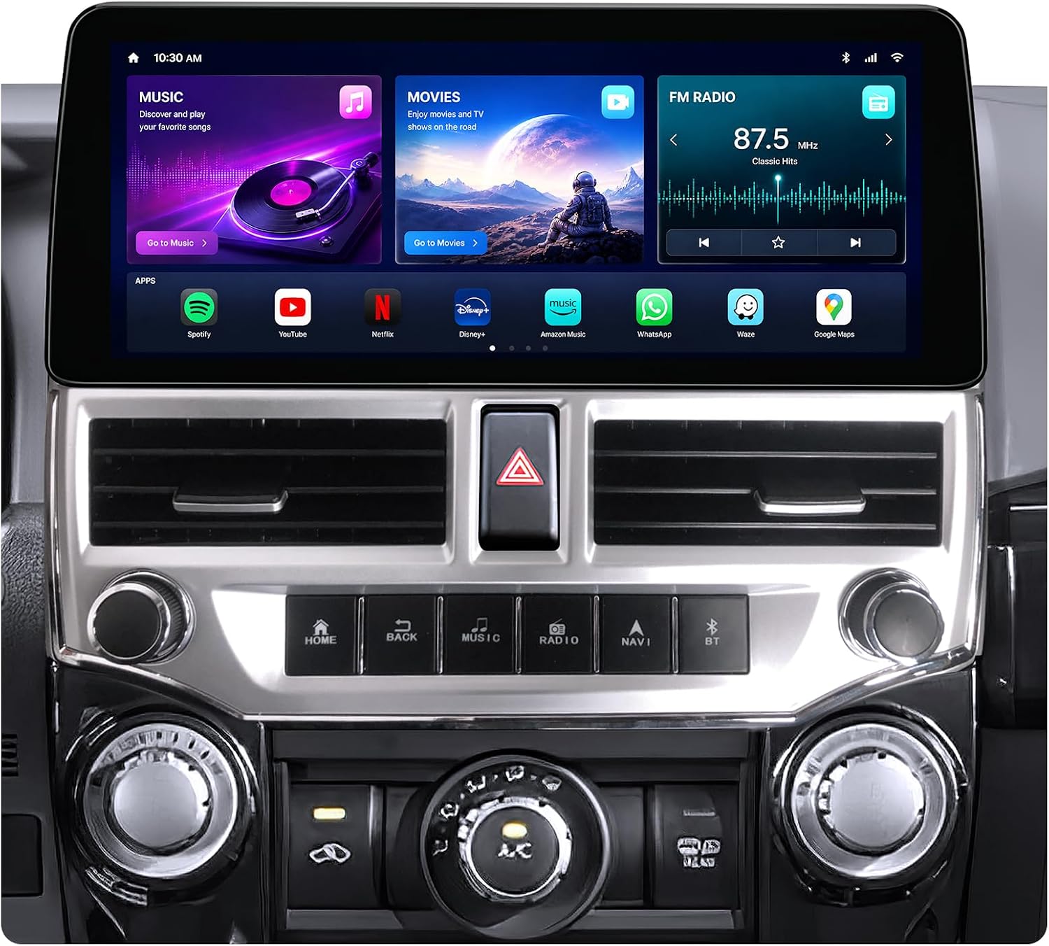 8Core 4G RAM 64G ROM Car Radio for Toyota 4Runner 2010-2019 12.3inch Touchscreen Bluetooth 5.0 Split Screen 1080P Backup Camera Wireless CarPlay Android Auto High Digital Signal Processing FM/AM/RDS