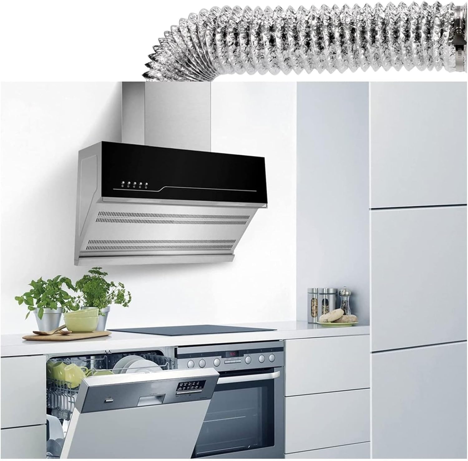 Aluminum Foil Duct Hose, 1.5m-5m, Ø80-200mm, for Cooker Hood, Dryer, AC, Extractor Fan, Heat Resistant, 2 Clamps Included(180mm 1.5m)