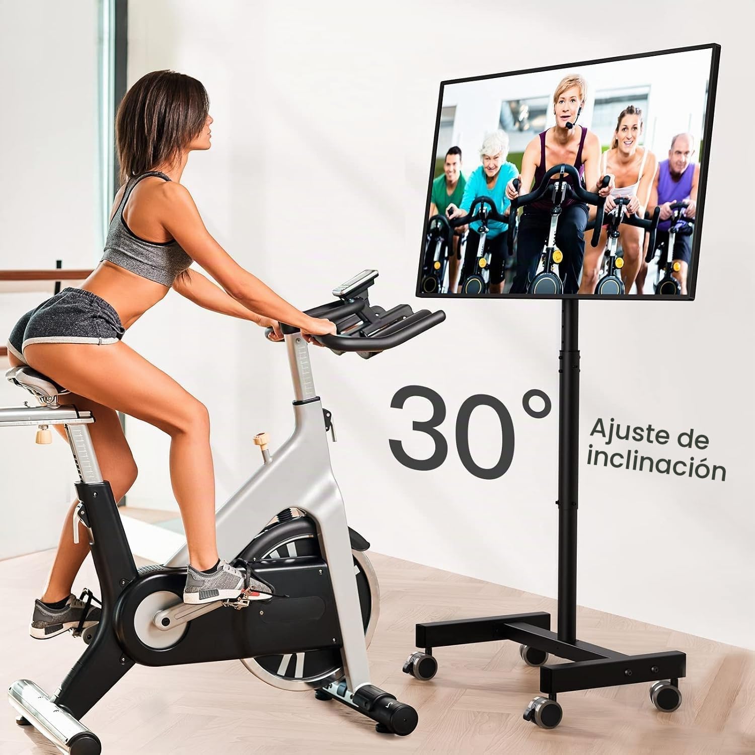 PERLEGEAR Soporte TV con Ruedas para Televisión de 13 a 50 Pulgadas, Pie Móvil con 30° Inclinación, Altura Ajustable en 8 Niveles, VESA máx. 200 x 200 mm hasta 20 kg