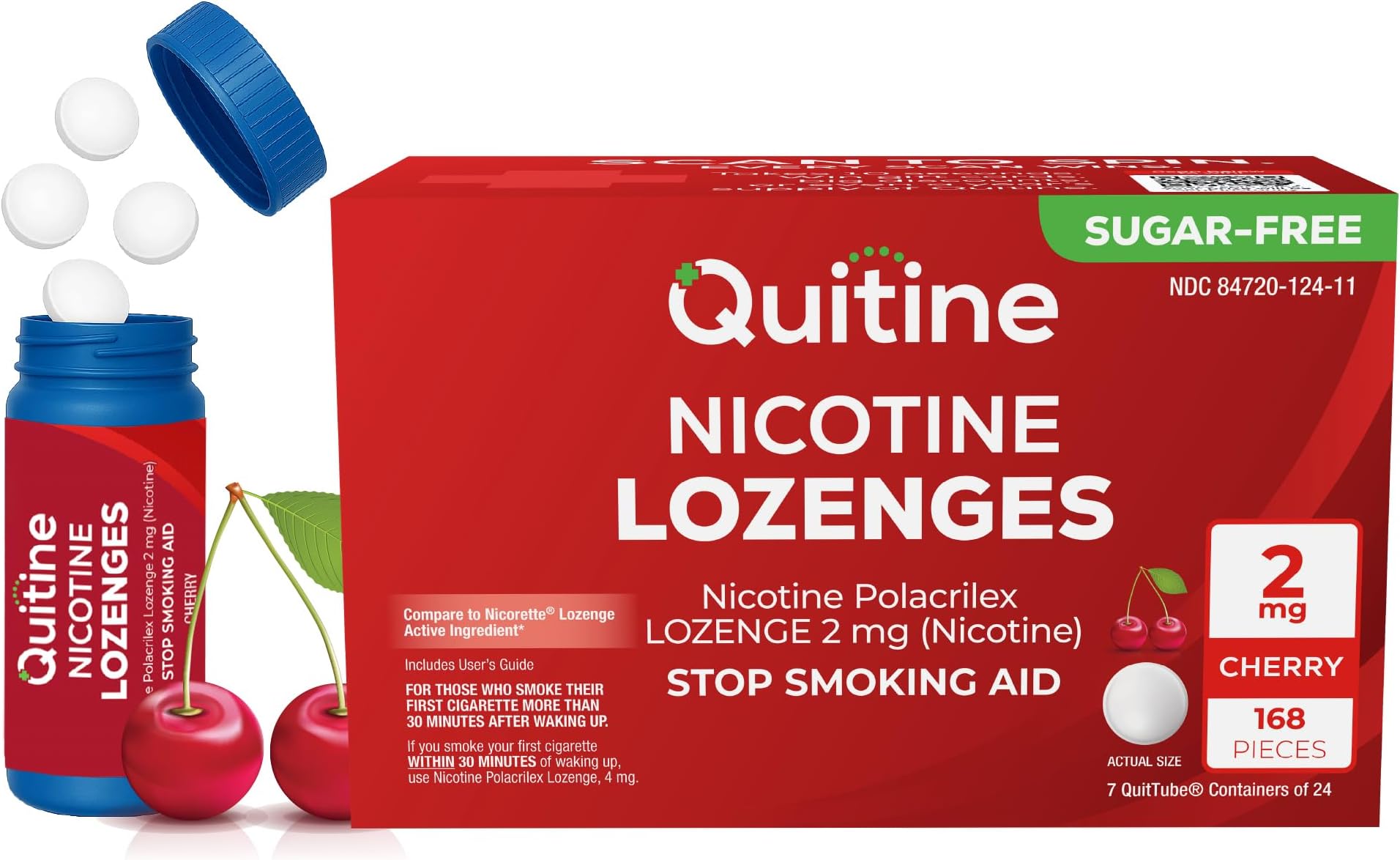 - Quitine Nicotine Lozenges 2mg, Cherry Flavor, Stop Smoking Aid – Relieve Nicotine Cravings with Effective, Affordable NRT | Long-Lasting Flavor, 168 Count, Smoking Cessation that Works