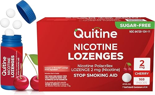 Quitine Pastillas de nicotina de 2 mg, sabor a cereza, ayuda para dejar de fumar - Alivia los antojos de nicotina con NRT eficaz y asequible | Sabor