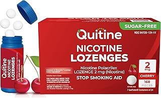 Quitine Nicotine Lozenges 2mg, Cherry Flavor, Stop Smoking Aid – Relieve Nicotine Cravings with Effective, Affordable NRT | Long-Lasting Flavor, 168 Count, Smoking Cessation that Works