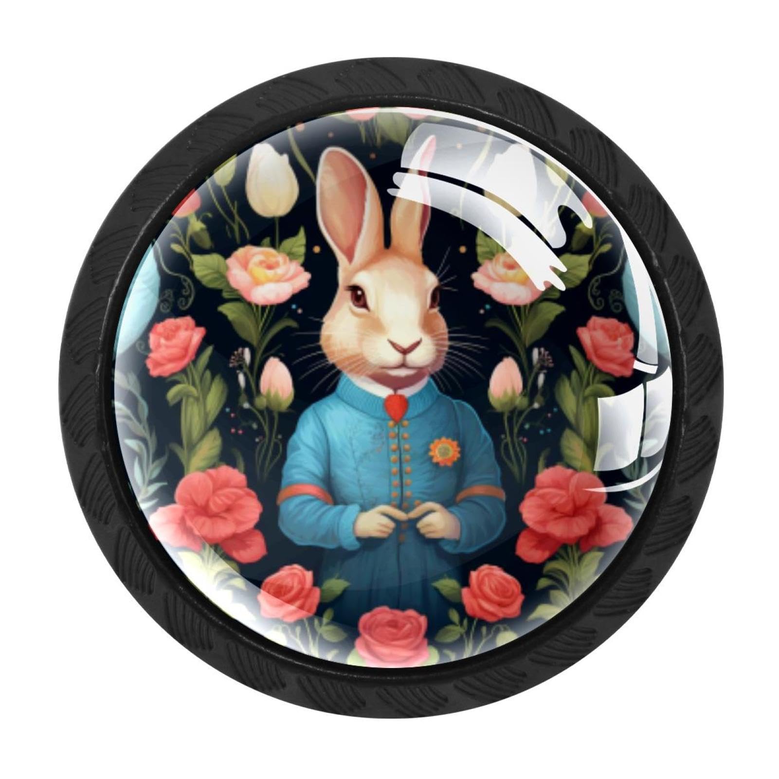 Chenzzzz Multicolored 12 4 Pack Black Rabbit Bunny Kitchen Handles, Cabinet Pulls Hardware For Cupboard Drawer Knobs Dresser Pulls