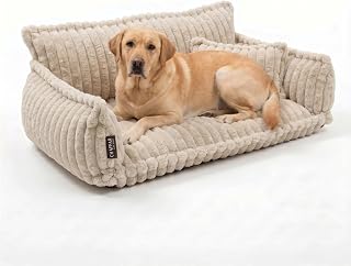 Hundesofa Chaffar Hundebett | Orthopädische Matratze | Moderner Stil | Cord-Design Größen (Creme, XXL (140cm))