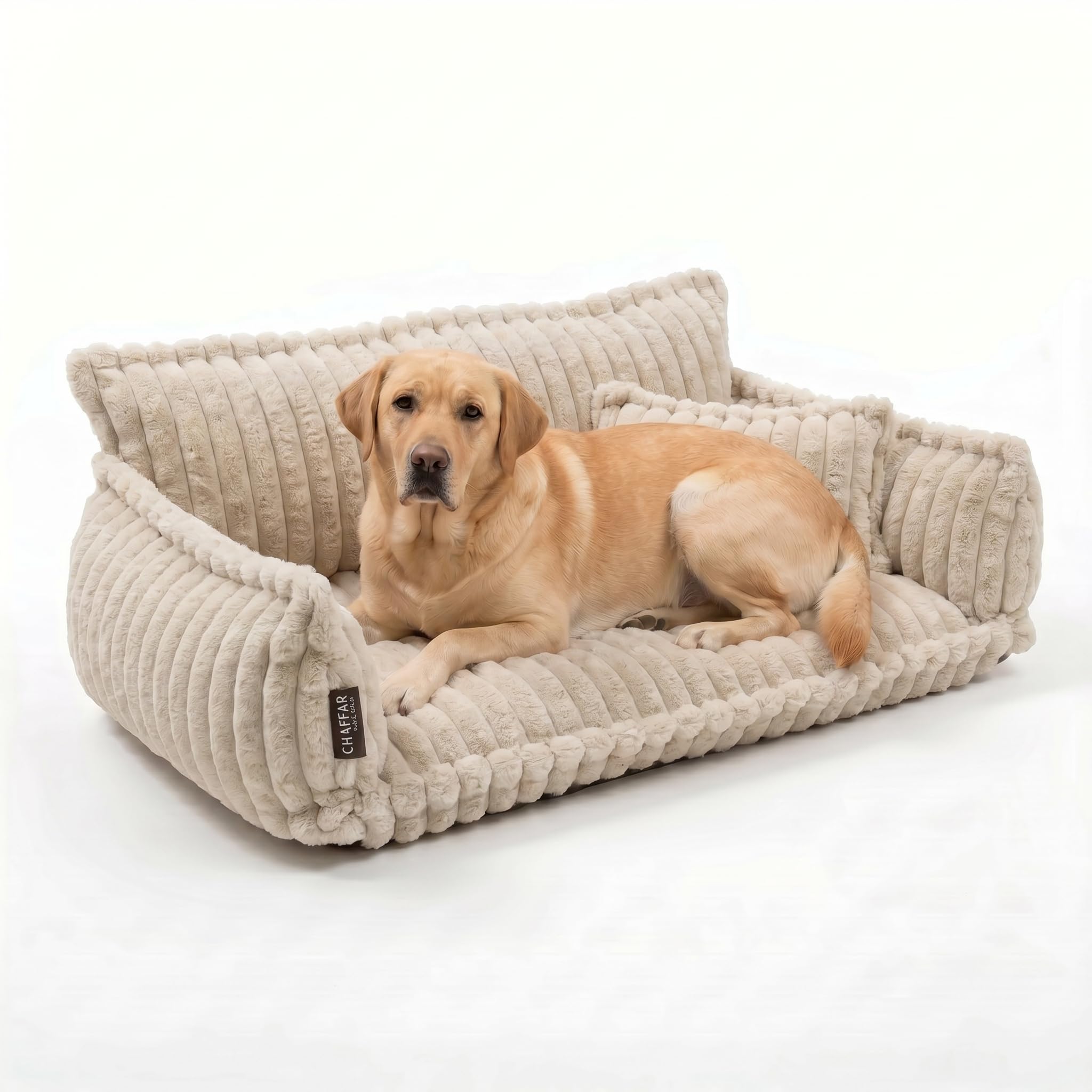 Hundesofa Chaffar Hundebett | Orthopädische Matratze | Moderner Stil | Cord-Design Größen (Creme, XXL (140cm))