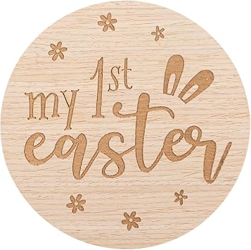 Pearhead My First Easter Wooden Milestone Prop, Holiday Keepsake Baby Photos, Easter Basket Stuffer, XL Milestone Disc for Babys First Easter