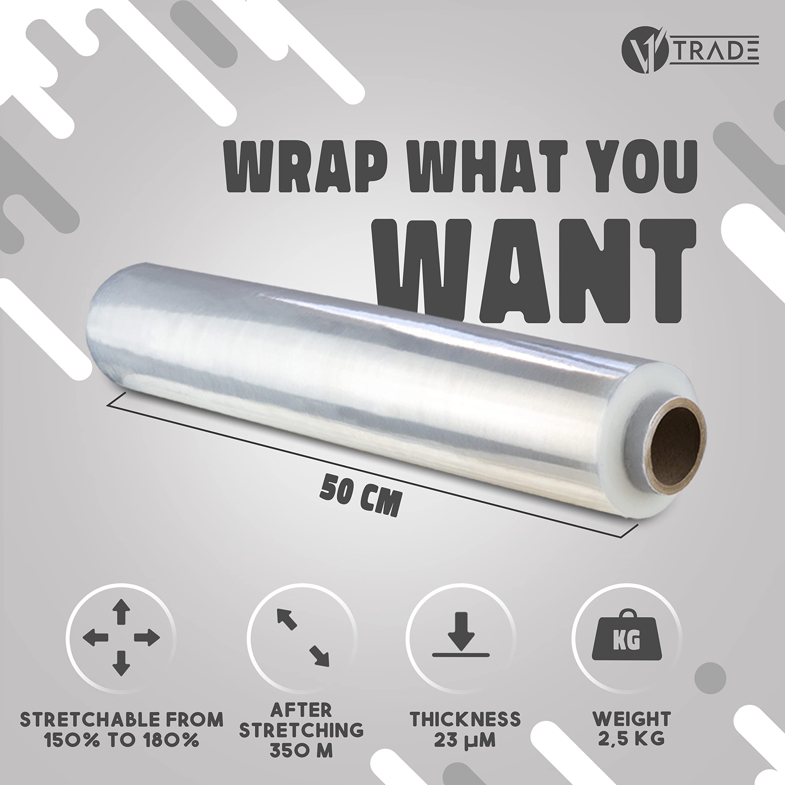 Stretchfolie Transparent 350m/50cm Handstretchfolie Verpackungsfolie auf Rolle