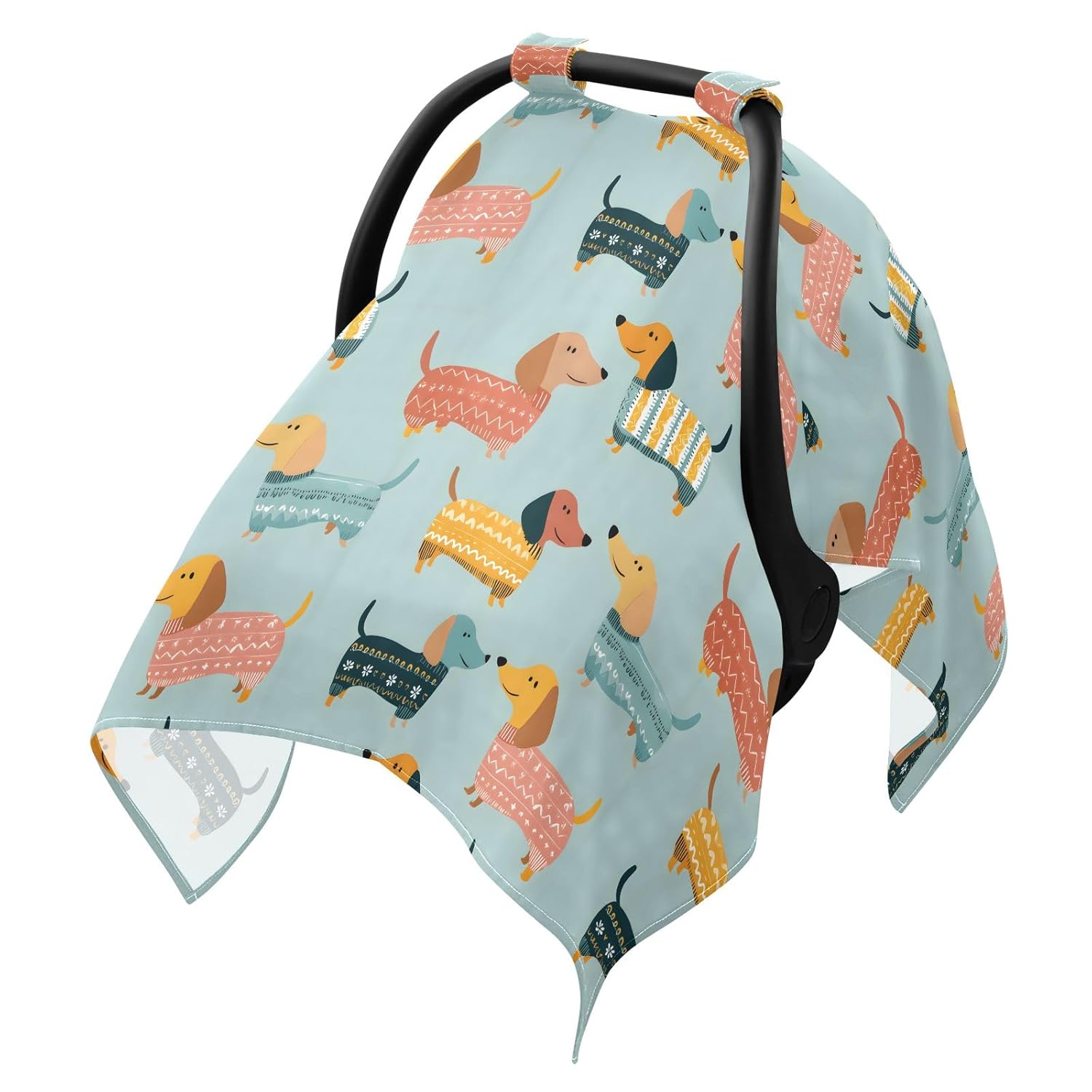 Wiener Dog Infant Car Seat Cover Baby Stroller Carseat Covers Canopy Girls Boys Muslin Breathable Soft Lightweight Sun Shade Universal Fit