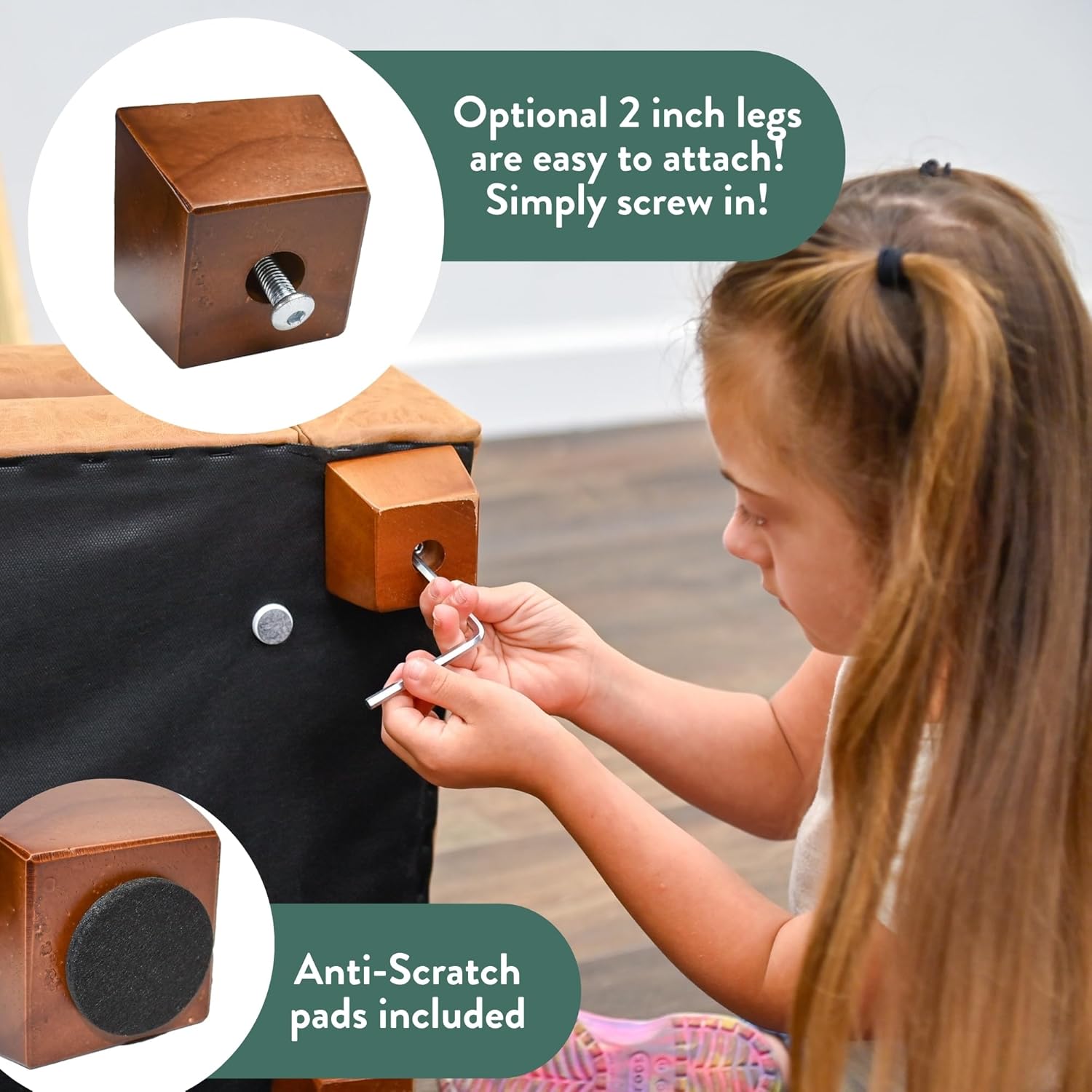 Children's Factory As We Grow Modern Chair, Flexible Seating for Classroom Elementary, Adjustible Playroom Furniture, Faux Distressed Leather Brown