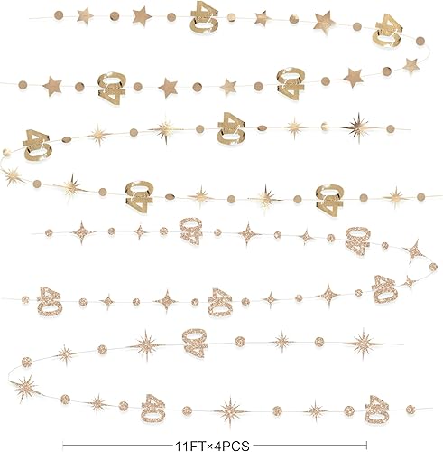 Miniatura 30 de Decoraciones de cumpleaños número 40 color azul marino con el número 40, guirnalda de estrellas centelleantes metálicas, para colgar en banderines