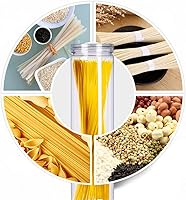 Vista 5 de 3 tarros de plástico transparente para almacenamiento de alimentos con tapa, recipientes de plástico para pasta de espaguetis con tapas de rosca