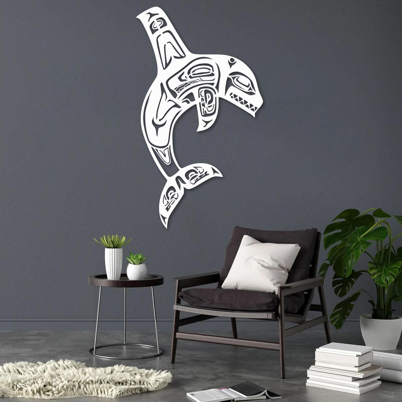 Décoration murale abstraite orque en métal blanc pour sublimer votre salon de 150x86 cm