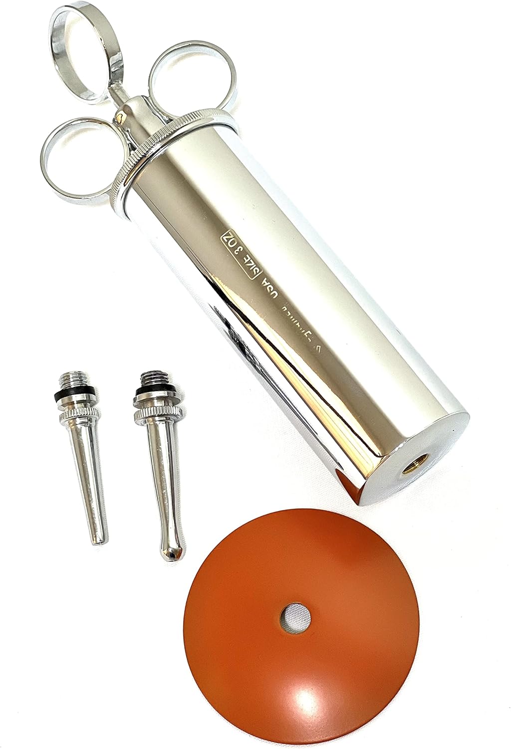 CynaMed -Premium Ear Wax Removal Syringe 8 OZ,6 OZ,4OZ,3 OZ - Brass with Chrome Finish Ideal for Household, EMT, Firefighter, Police, Medical Student, School and Hobby (8 OZ)