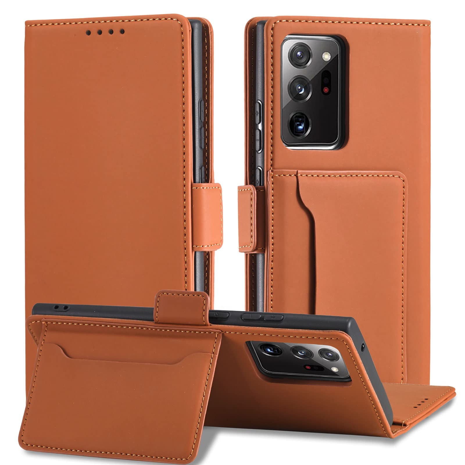 Étui Samsung S22 Plus en cuir PU marron CZKE housse portefeuille
