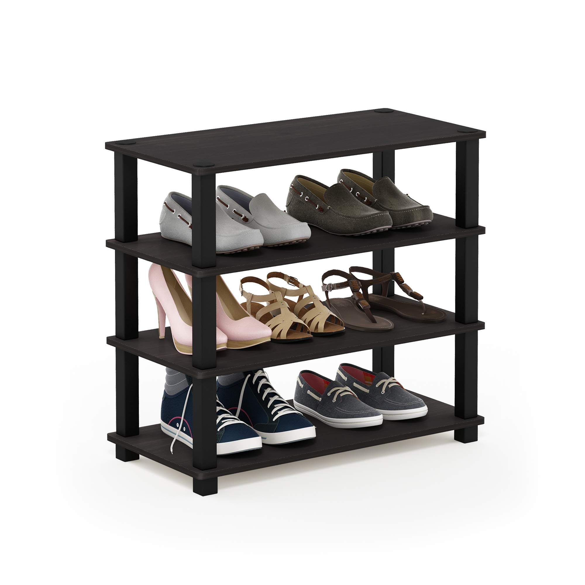 Furinno Scarpiere, Espresso And Black, 4-Tier Single