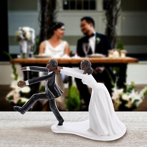 Miniatura 8 de Decoración creativa para pastel de boda para pareja negra, divertida decoración de resina para despedidas de soltera y celebraciones de compromiso