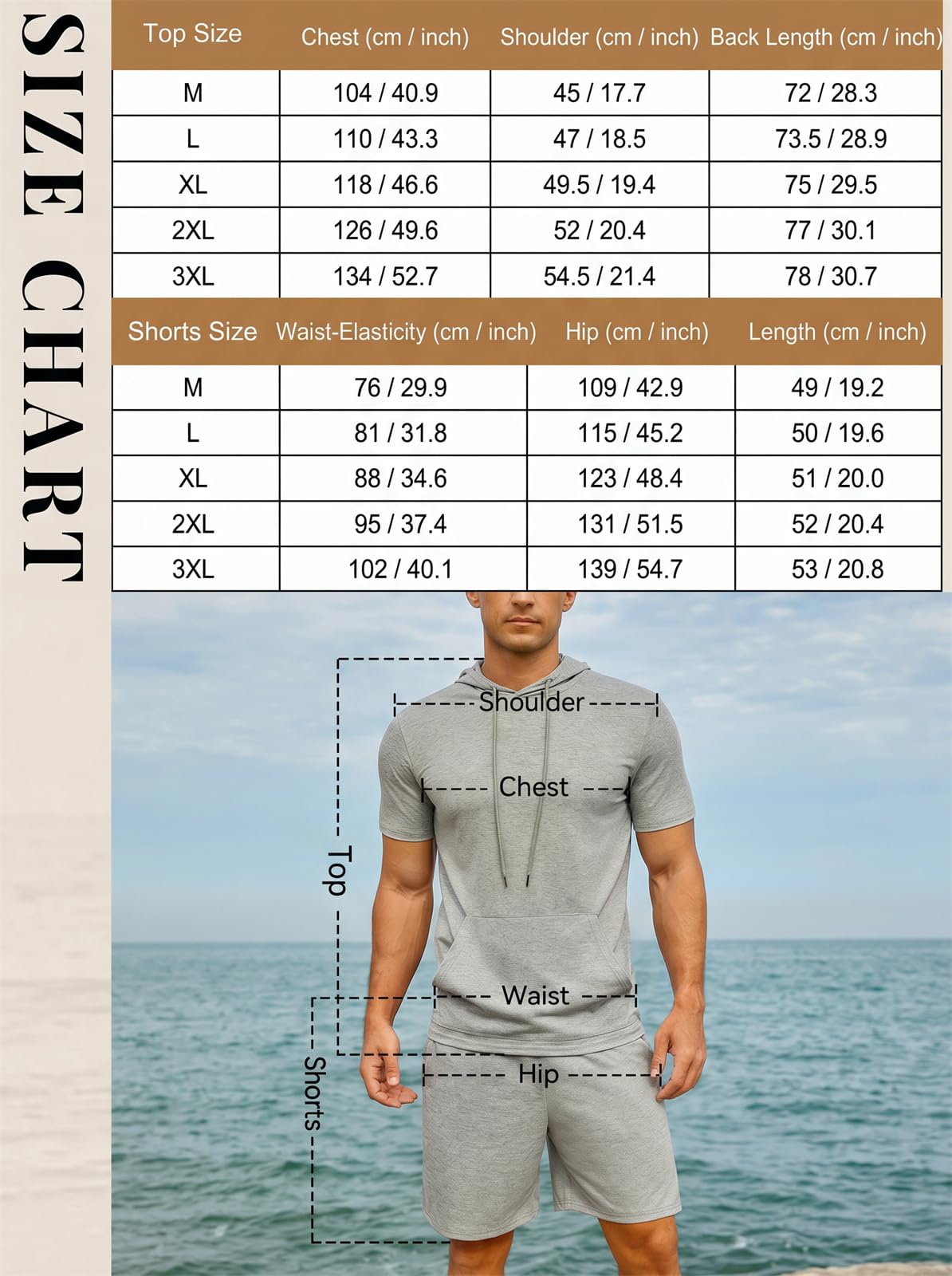CTU Męski dres bluza z kapturem i szorty, 2-częściowy strój rekreacyjny, zestaw na siłownię, do joggingu, letnie stroje, dresy