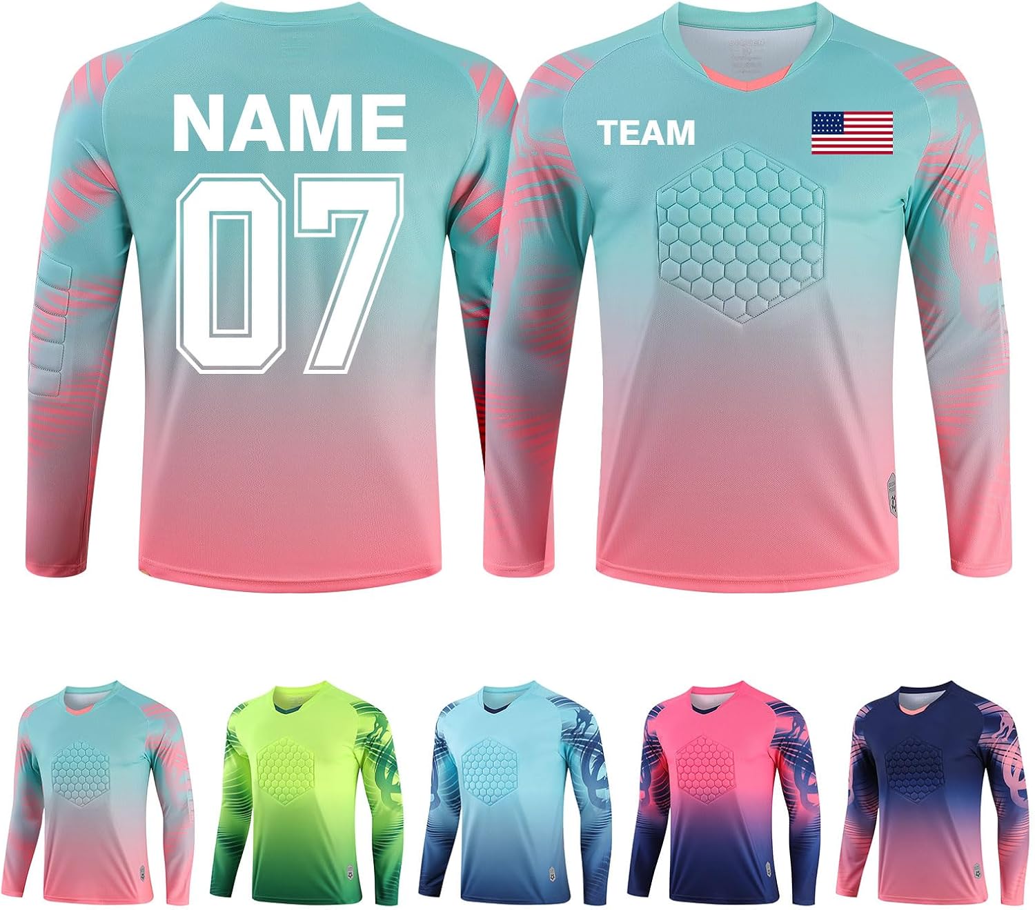 Custom Goalie Jersey Soccer for Adult/Kids Goalkeeper Jersey Personalized Long Sleeve and Pants with Name Team Logo
