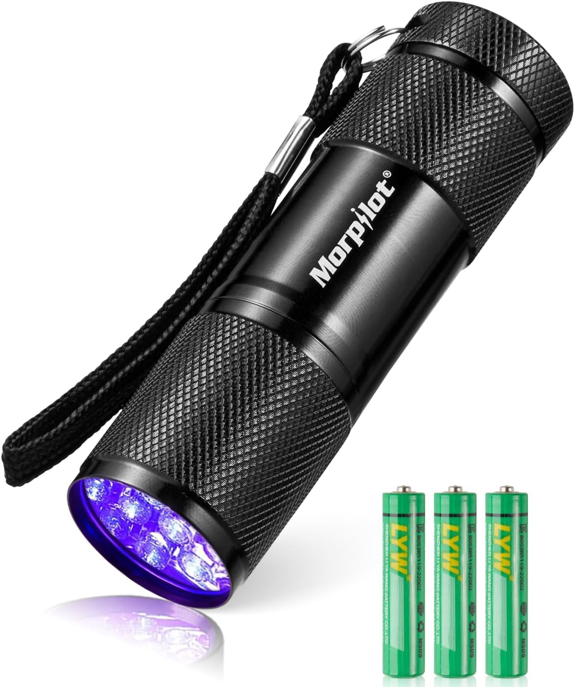 morpilot Black Light Flashlight Mini UV Flashlight: 2 Pcs 395nm Blacklight Flashlights, 12 Led Pet Urine Detector Light for Dog/Cat, Dry Stains, Resin Curing, Bed Bug