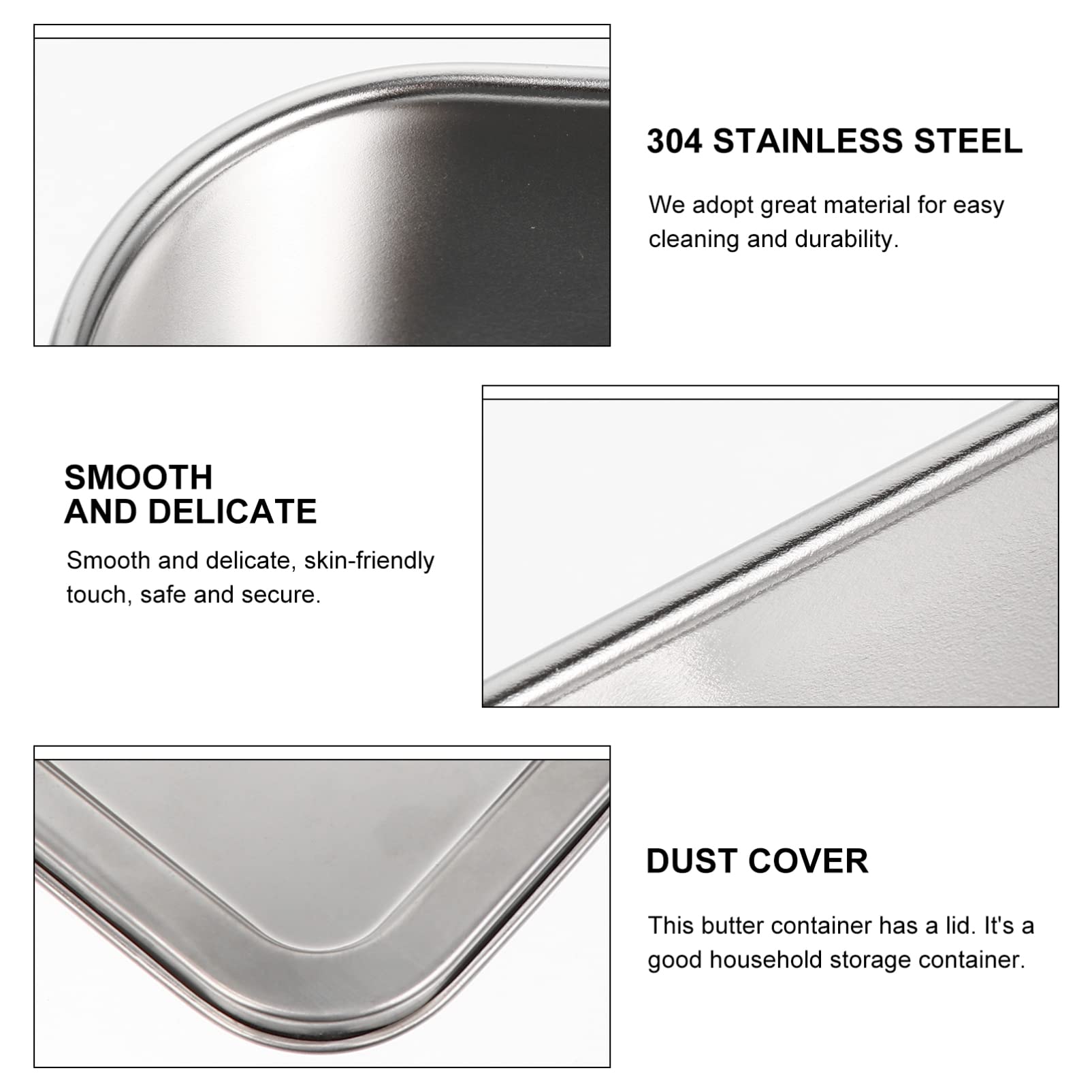 Cabilock Stainless Steel Butter Dish Stainless Steel Butter Dish Stainless Steel Butter Dish Butter Box Stainless Butter Holder with lid Butter Tray Sauce Bowl Steel Butter Dish