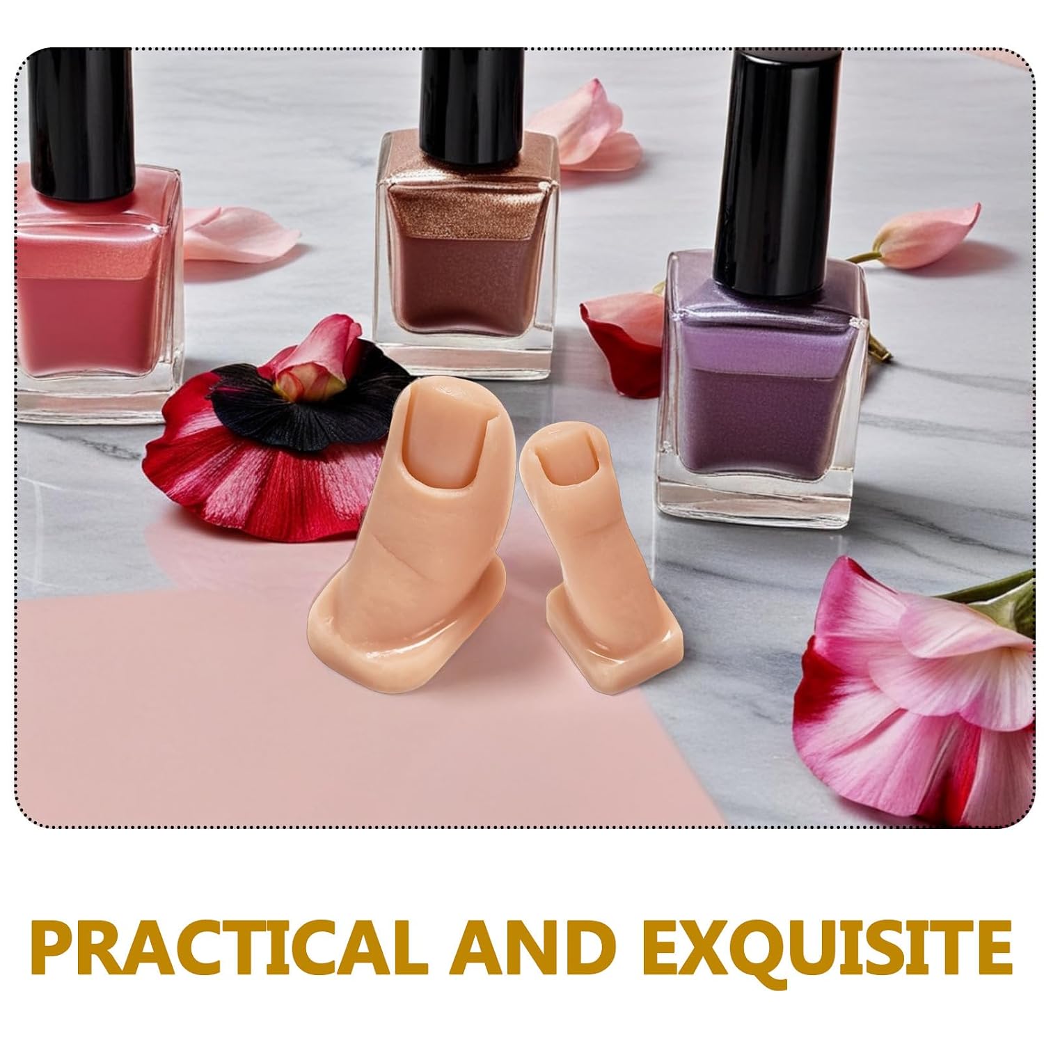 2pcs Pure Silicone Nail Practice Toes Flexible Mannequin for Acrylic Nail Art Painting and Carving Skill Improvement Ergonomic Realistic Toe Model for DIY Manicure Training