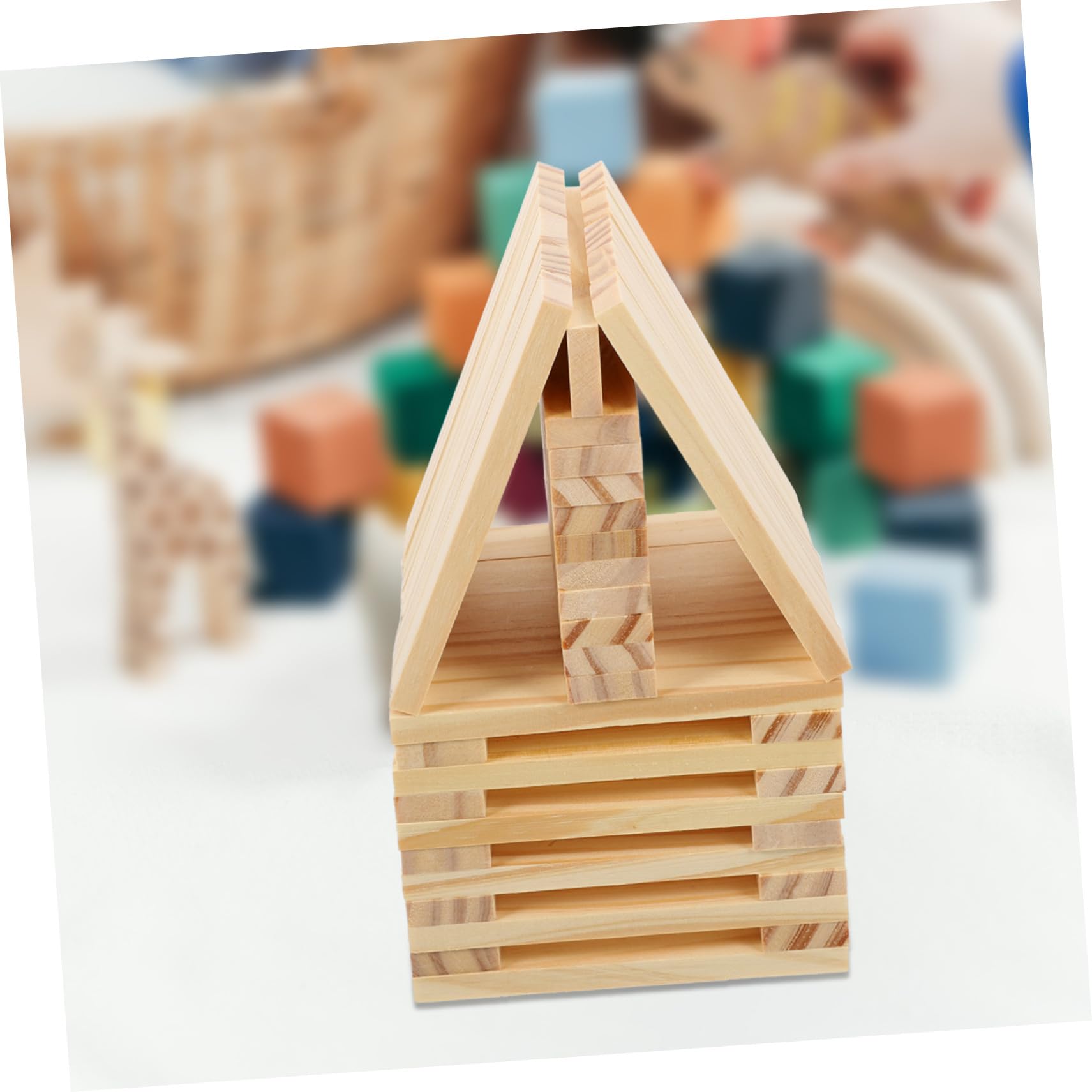 Toddmomy 100 Piezas Juguetes de Madera para Bloques de Construcción Equilibrio Educativo para Desarrollo Motriz y Coordinación Visual
