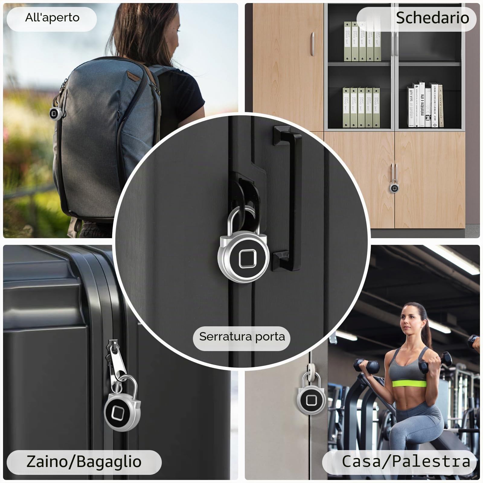 Eseesmart Lucchetto con impronte digitali, armadietto da palestra con controllo APP Bluetooth, blocco intelligente delle impronte digitali, impermeabile, senza chiave, valigia di sicurezza per bagagli