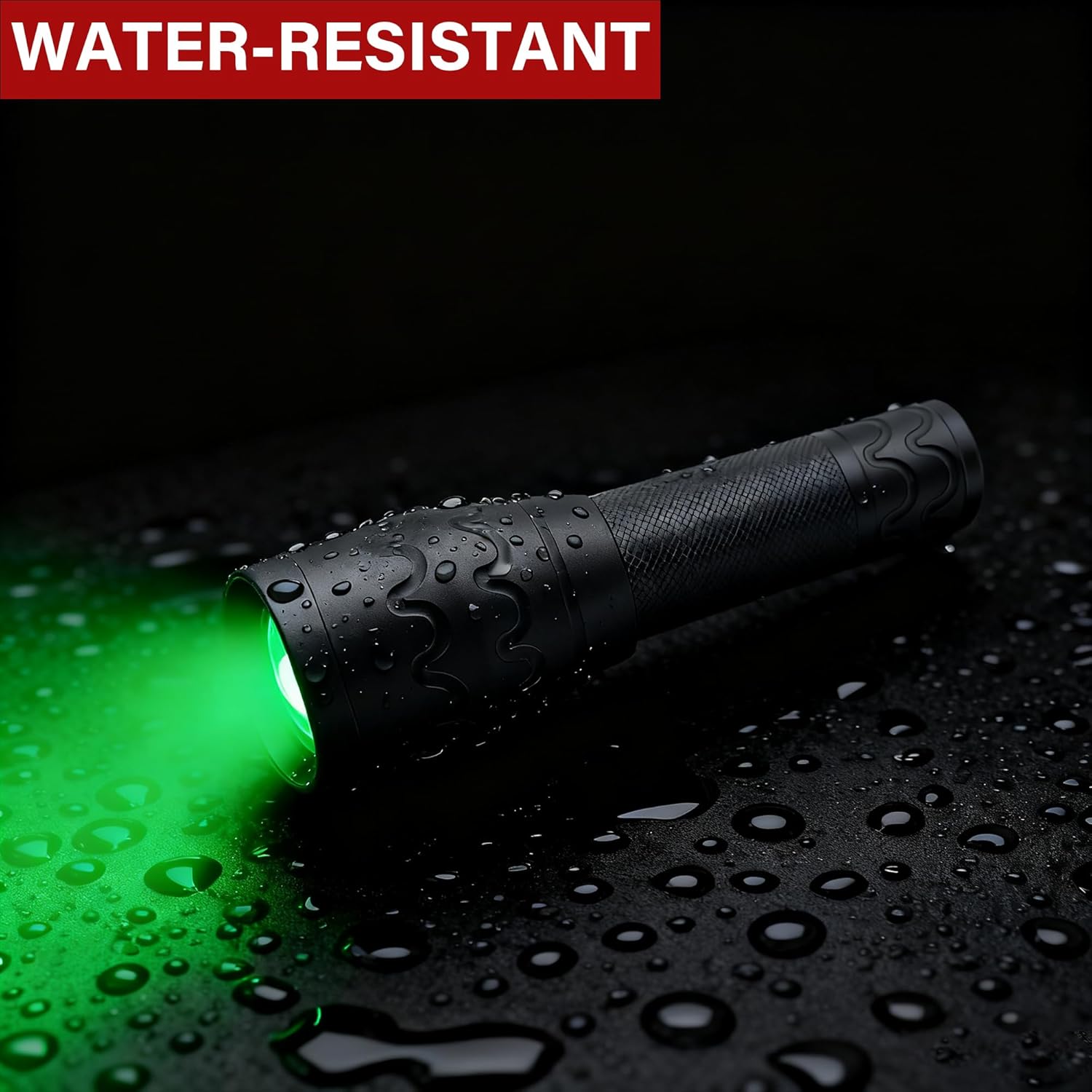 2 Pack Green Flashlight Single Mode Powerful Zoomable Camping Flashlights for Hunting Fishing Camping Emergencies