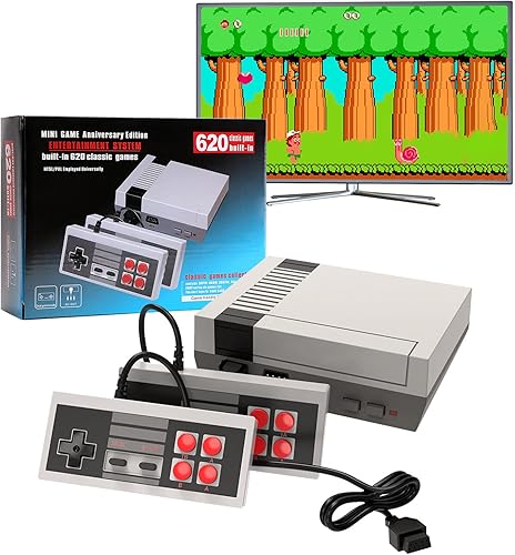 JoFong Consolas de videojuegos retro clásicas Mini NES 620 juegos clásicos integrados y 2 x 4 NES Classic Button Controller AV Salida es una opción