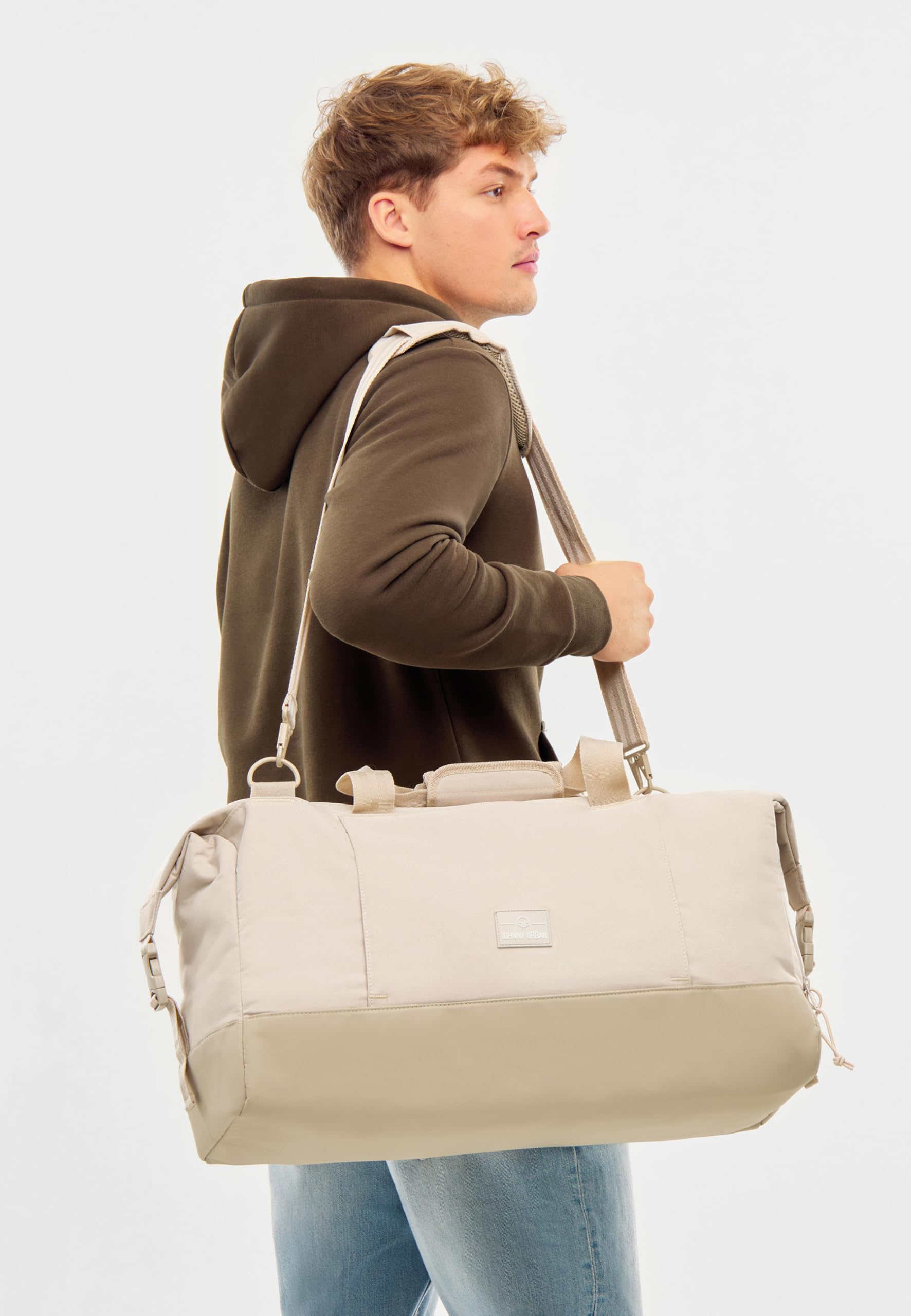 Johnny Urban Borsa da Viaggio Uomo Donna Beige - Milan - Borsa Palestra per Sport, Piscina, Padel, Calcio - Duffel Bag per Scarpe da Viaggio - 35L - Tracolla Regolabile - Idrorepellente