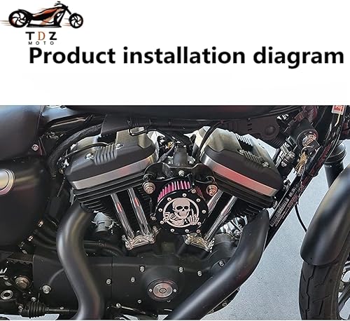 Miniatura 2 de TDZ Kit de filtro de admisión de filtro de aire de 2 piezas para Harley Sportster Iron 883 Dark Custom XL883, para XL1200 XL1200L XL1200X Forty