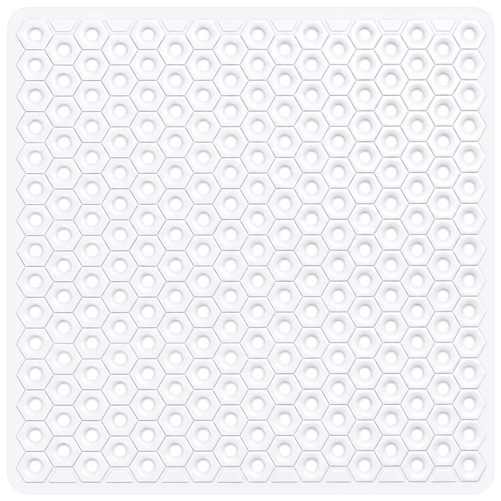 Square Shower Mat Non Slip Anti Mould, 53 x 53 cm Super Soft PVC Shower Mat for Inside Shower, Quick Drain Anti Slip Shower Mat with Suction Cups,Quick Drying Shower Tray Mat, Machine Washable