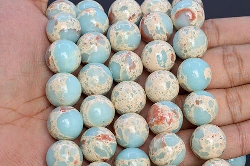 Miniatura 3 de Perfect Beeds Store - Cuentas de jaspe imperial azul hielo de 0.63 pulgadas de grado AAA, cuentas sueltas de 15.5 pulgadas, cuentas, fabricación de