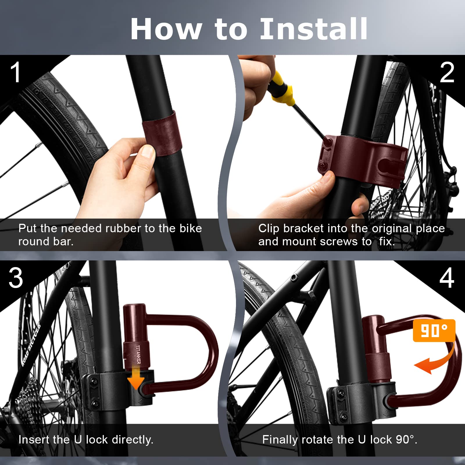 Titanker Bike Chain Lock with U Lock, 3 Feet Bicycle Chain Locks with 2