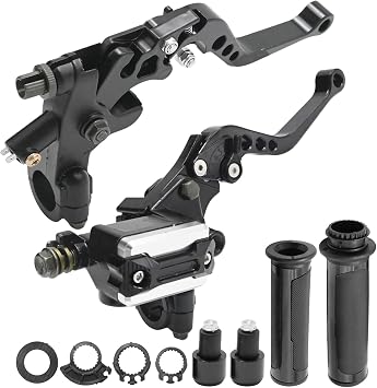 7/8 22mm Black Motorcycle Brake Lever Handle Master Cylinder Clutch Lever Left-Right Combination, Replacement for Honda, Replacement for Kawasaki