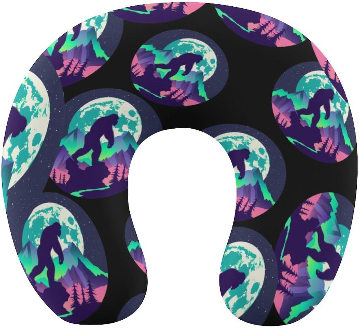 Mutli Color Forest Bigfoot Sasquatch Travel Pillow U Shape Neck Pillow Washable Pillowcase for Sleeping Chair