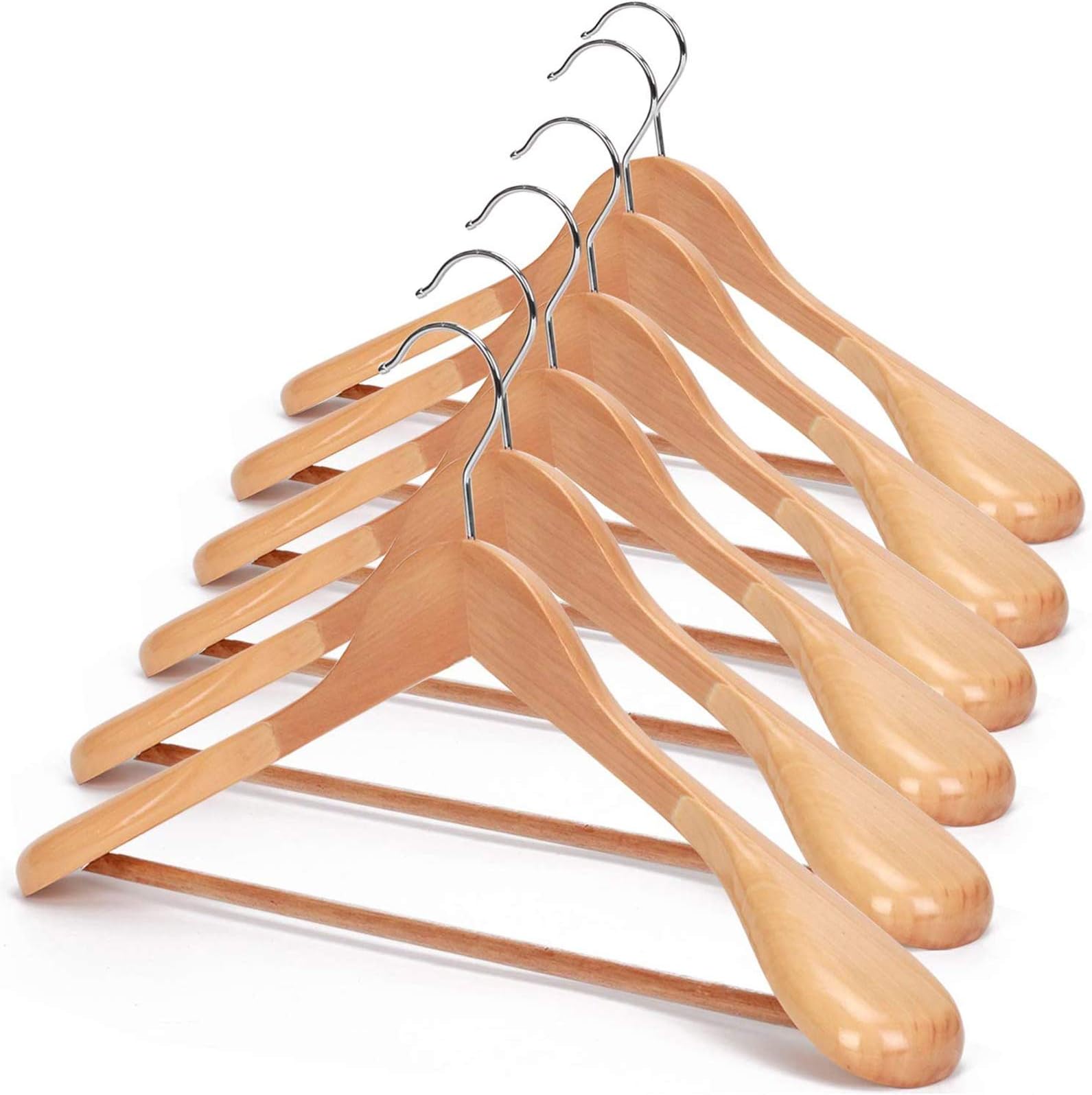 Amazon.com: JS HANGER Wooden Coat Hangers, 16 Pack High Grade Wood Suit ...