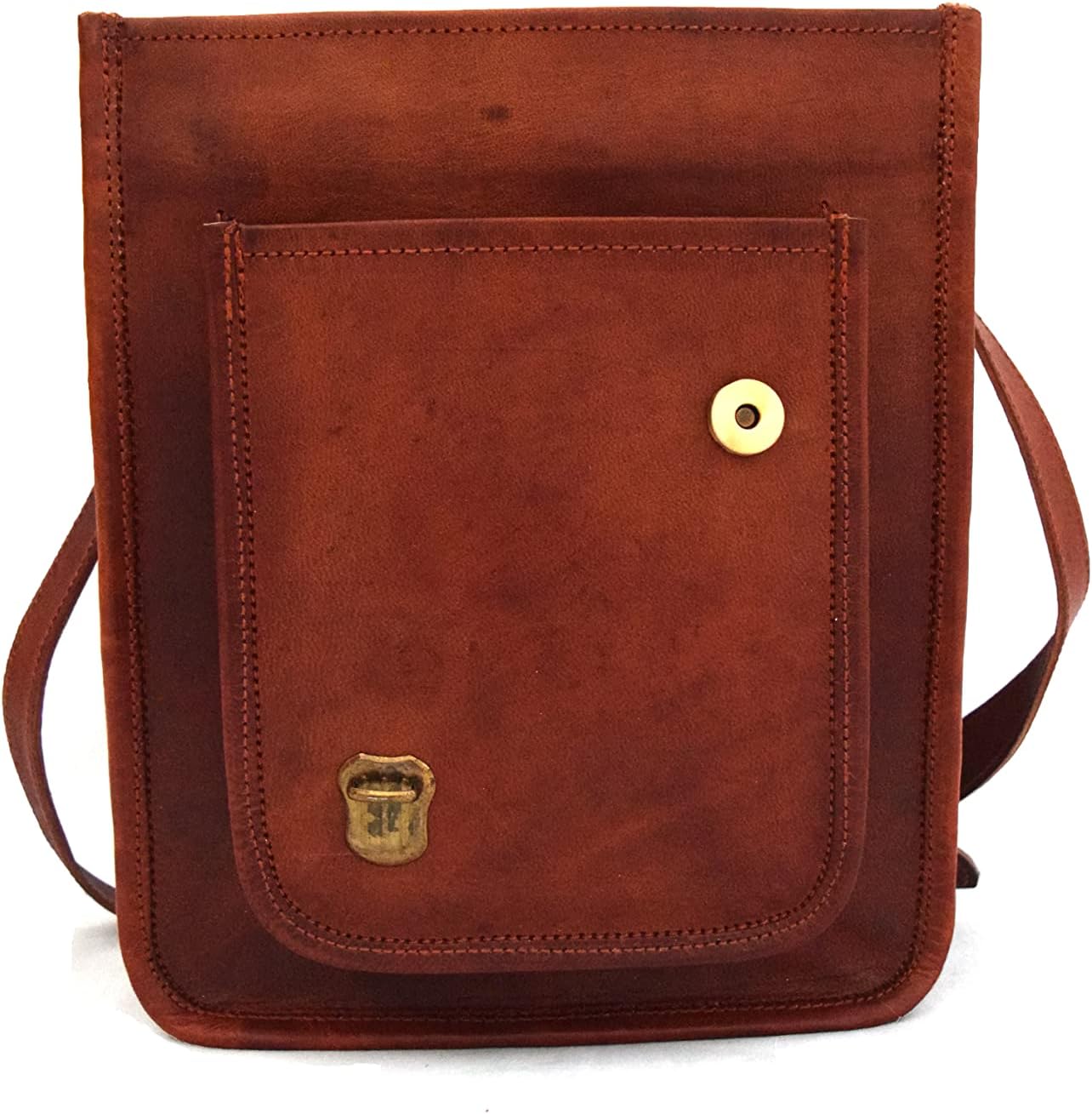 11 inches Genuine Leather Messenger Crossbody Bag Men Women Unisex Teens Satchel Handbag Sling Bags Fits iPad/Tab Mini