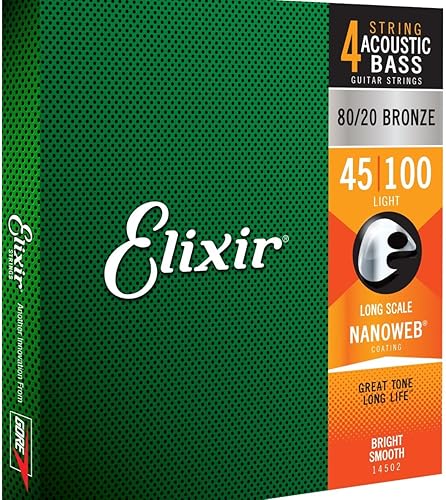 Miniatura 13 de Elixir - cuerdas chapadas en níquel, 4 cuerdas para bajo con recubrimiento nanoweb, muy livianas, escala larga (.040-.095), blanco negro rojo azul