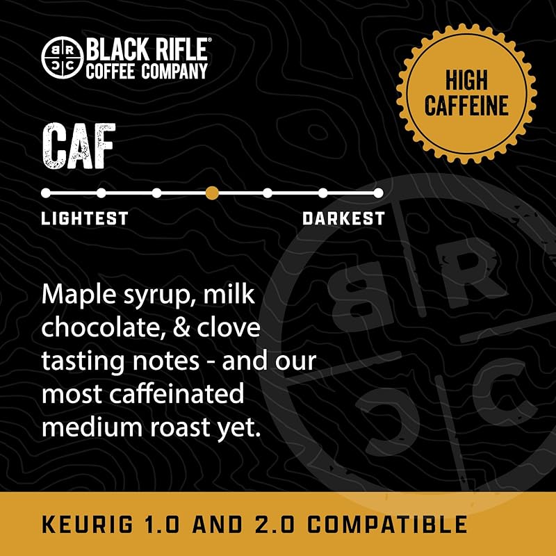 Black Rifle Coffee Company CAF, 32 Count, Medium Roast K Cups - Single Serve K Cups Coffee Pods - Kcup Pods Compatible with Keurig 1.0 & 2.0 - Made from Arabica Beans CAF (Medium Roast) 1 Count (Pack of 32)