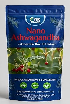 One Planet Nutrition Nano Ashwagandha Leaf & Root Powder 8 oz 227 Servings - Nano-Particle Size Ashwagandha 101 Extract - Supports Mental Clarity & Mood - Non-GMO, Vegan, Gluten-Free