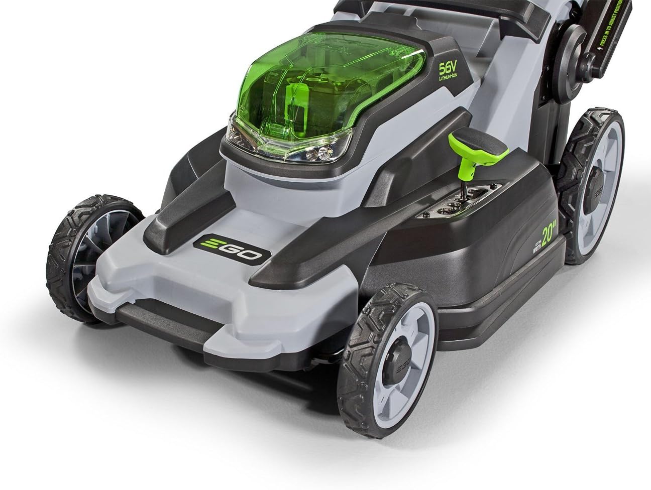 EGO Power+ LM2000-S 20-Inch 56-Volt Cordless Walk Behind Lawn Mower with grass bag attached