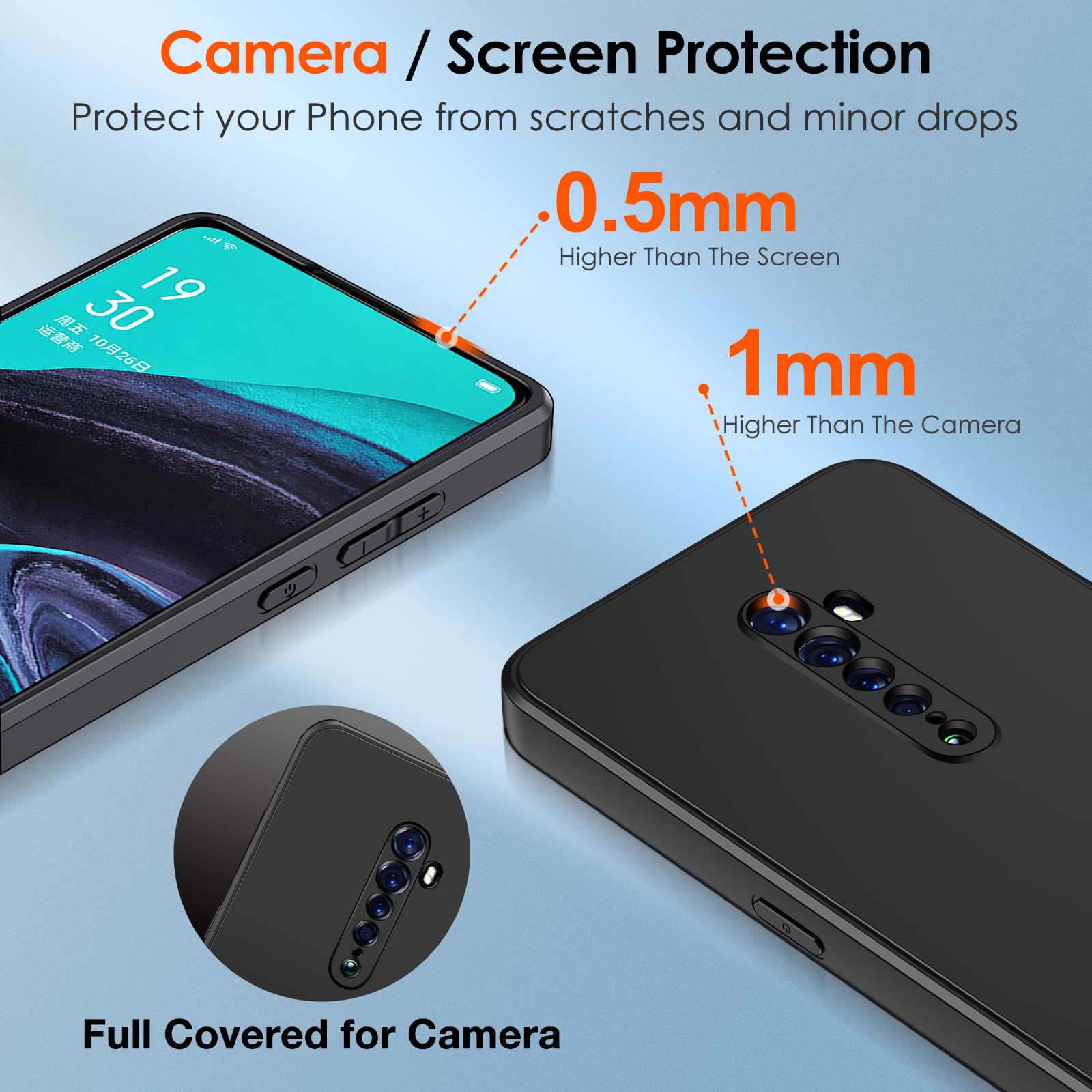 Ivoler Handyhülle Für Oppo Reno2 Z / Reno 2F – Schwarz, Stoßfest & Ultradünn Mit Kameraschutz
