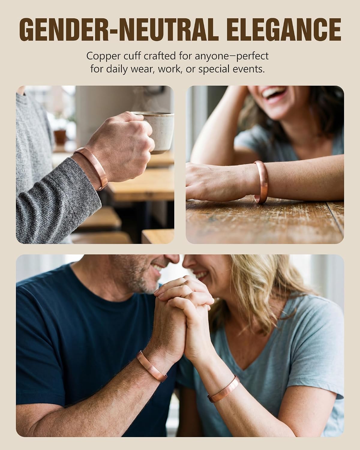 Jecanori Pure Copper Bracelet — 99.99% Real Solid Copper Bracelet for Men & Women, Adjustable Tibetan Cuff Bangle, Gift Box Included