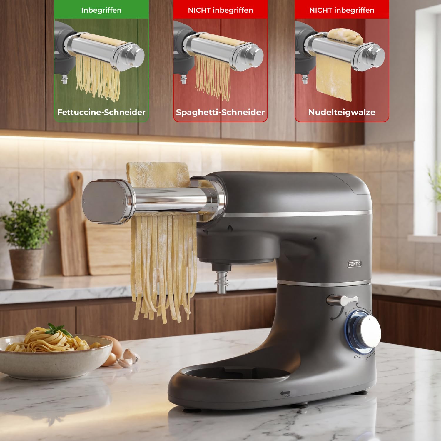 Fentic SM-1504P SM-1504BM Elektrische Nudelmaschine Edelstahl Pasta Maker Fettuccine